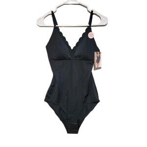 NWT Danskin Seamless Shaping Bodysuit Womens Medium Black Adjustable Slimming